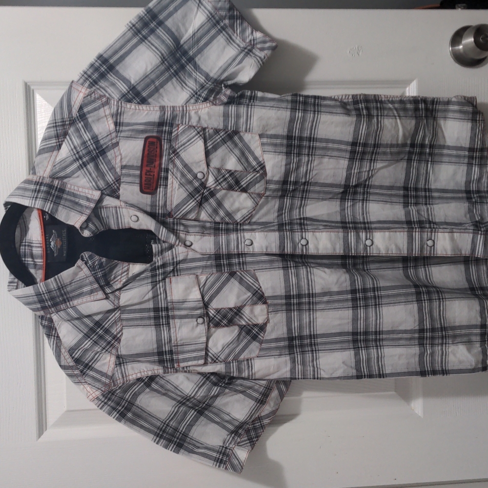 Harley Davidson H-D Performance Plaid S/S Button Down. Size Medium. NWOT